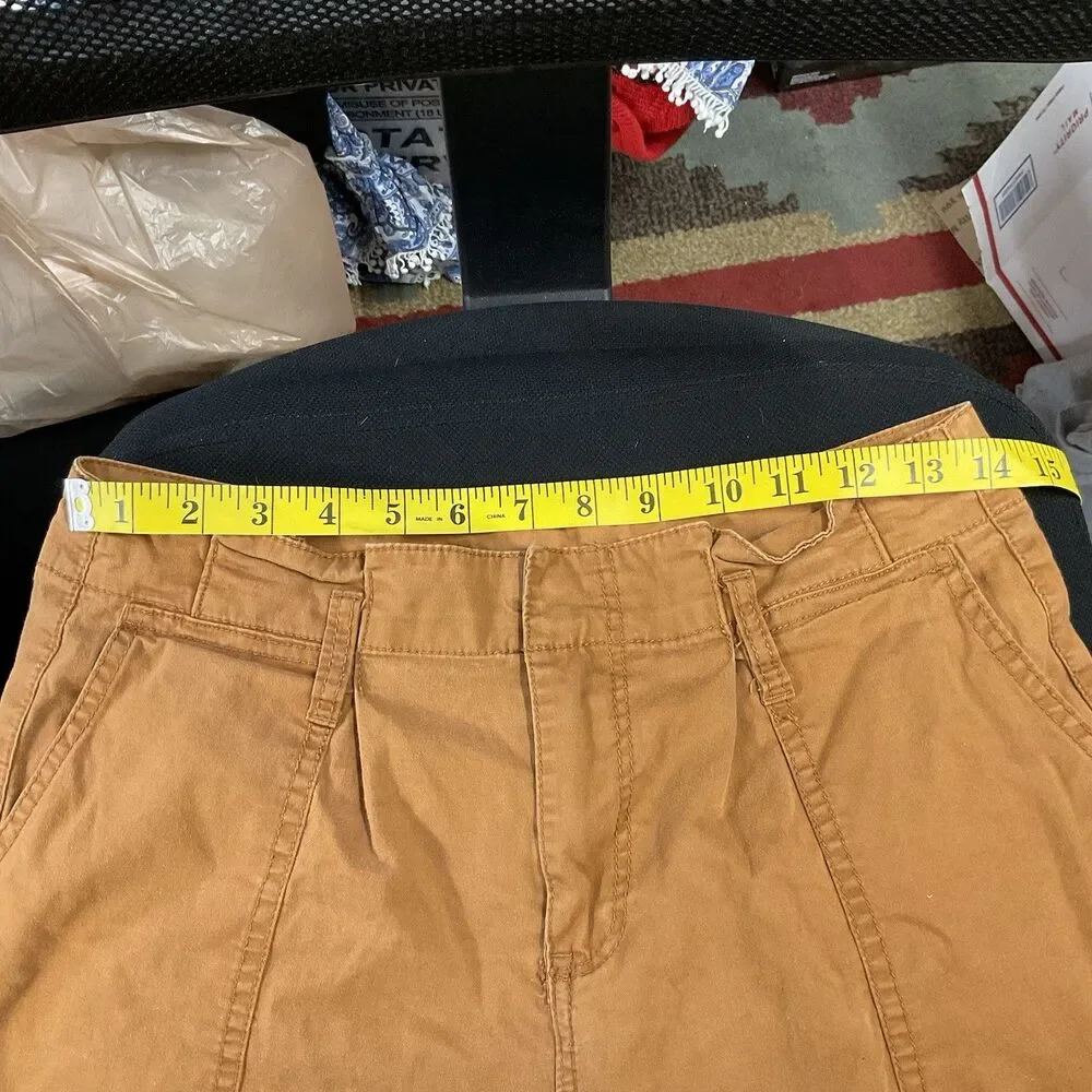 Vanilla Star Chino Shorts Women's Juniors 9 Brown Stretch Mid-Rise Cotton